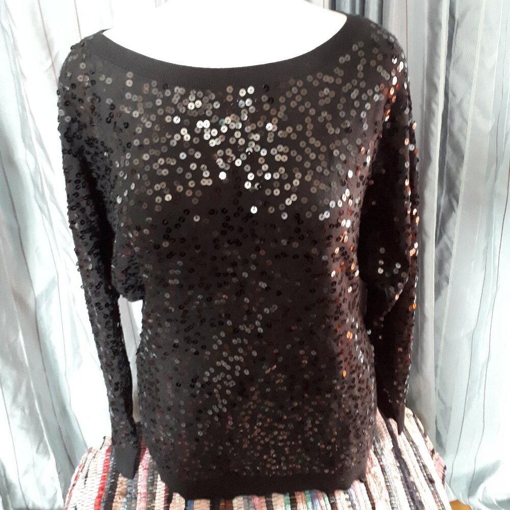 Sweater - Black Sequined - Size Medium - International Concepts